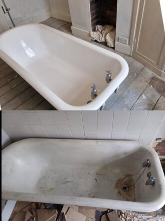 Bath re enamelling done an old cast iron bath in Portsmouth Bath re enamelling done an old cast iron bath in Portsmouth
