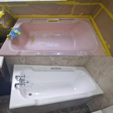 Bath re enamelling done an old cast iron bath in Winchester Bath re enamelling done an old cast iron bath in Winchester