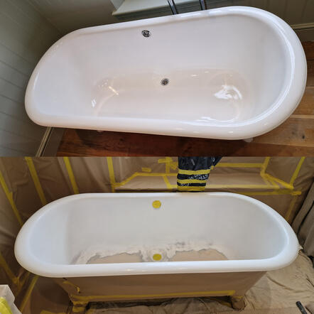 Bath re enamelling done an old cast iron bath Bournemouth Bath re enamelling done an old cast iron bath in Bournemouth