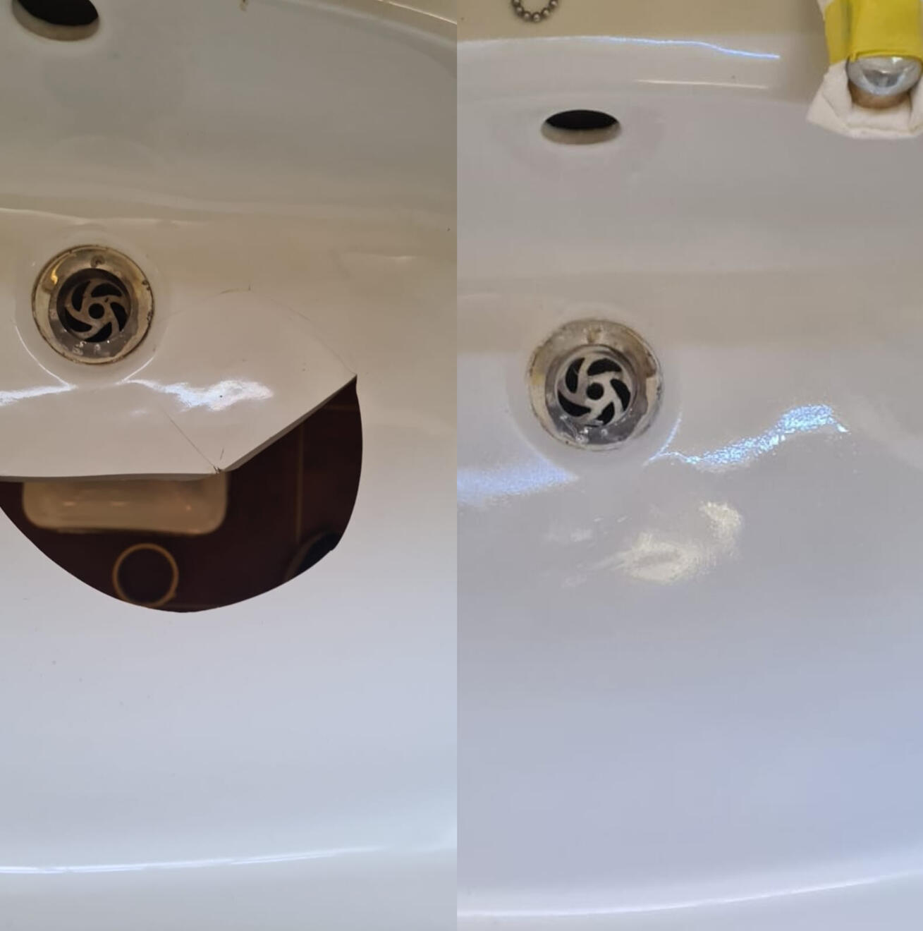 before and after pictures of a ceramic sink crack repair before and after pictures of a ceramic sink crack repair in Southampton