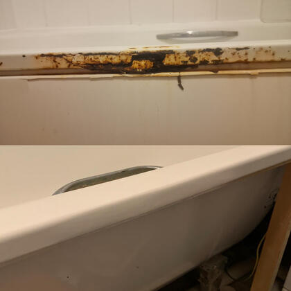 before and after photos of steel bath rust repair Portsmouth