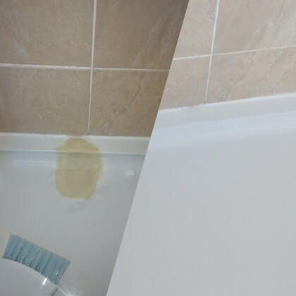 before and after photos of shower tray crack in Salisbury