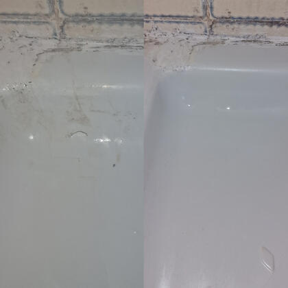 before and after photos of a shower tray crack repair dome in Portsmouth