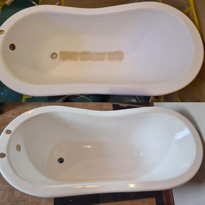 before and after photos of a bath rack repair done in Bournemouth