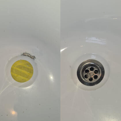 before and after photos a steel bath chip repair done Bournemouth