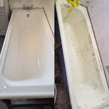 Bath re enamelling done an old cast iron bath in Southampton Bath re enamelling done an old cast iron bath in Southampton