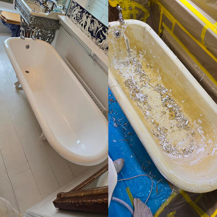 Bath re enamelling done an old cast iron bath in Bournemouth