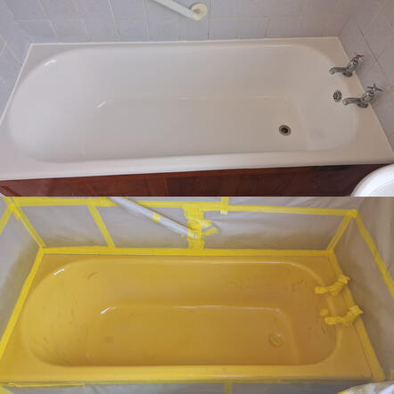 Bath re enamelling done an old cast iron bath in Southampton Bath re enamelling done an old cast iron bath in Southampton