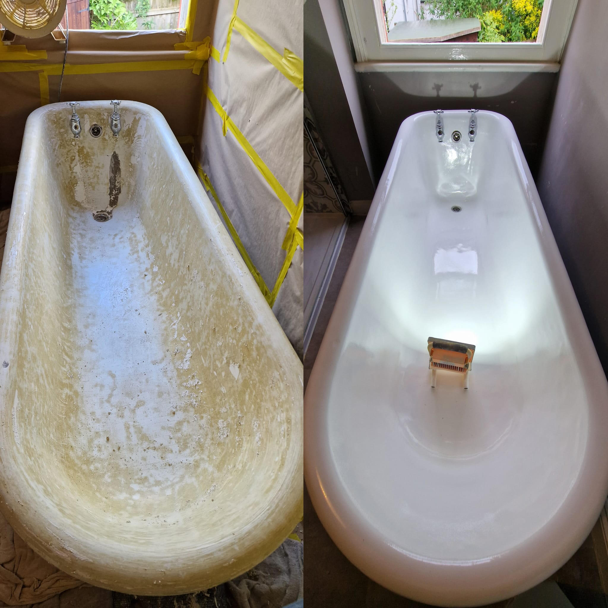 PICTURE OF A BEFORE AND AFTER OF A ROLL TOP CAST IRON BATH PICTURE OF A BEFORE AND AFTER OF A ROLL TOP CAST IRON BATH IN Southampton